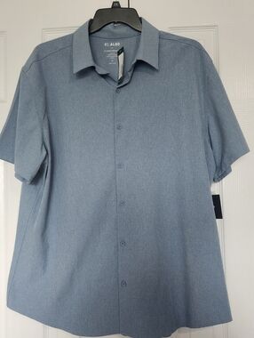 01 ALGO Size XXL Men's Short Sleeve Button Down Blue.